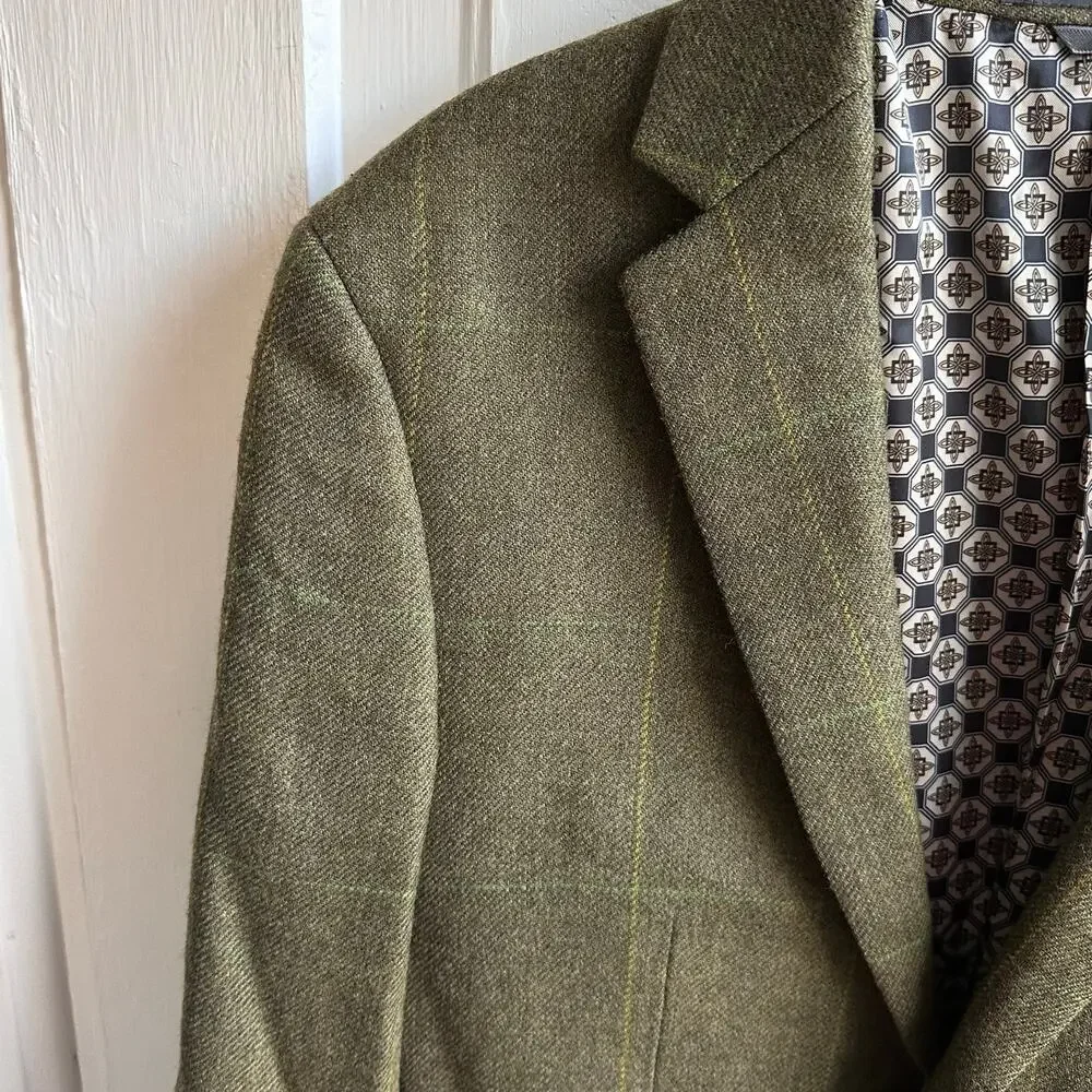 Indochino Olive Windowpane Wool Blazer Sport Coat Made For You Custom Tailored